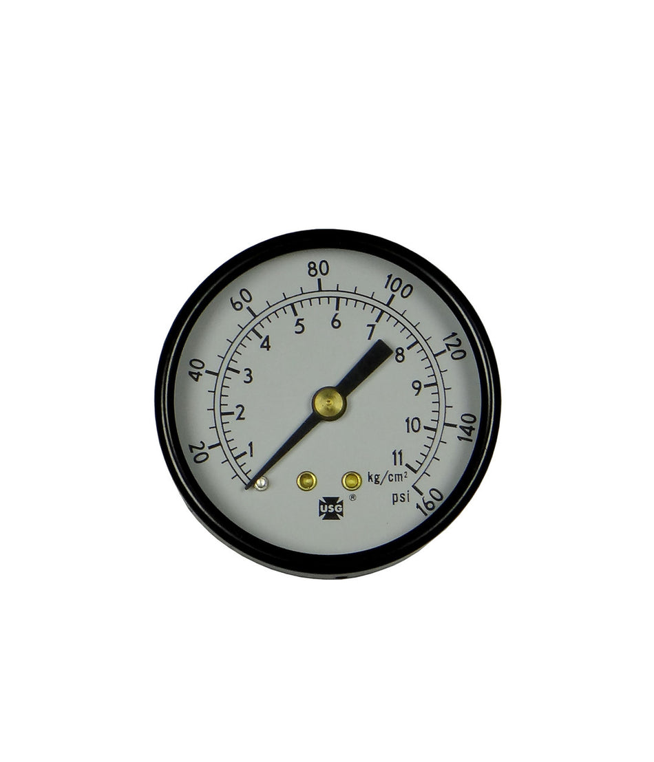 Gauge 1/4" NPT Rear Mount, 0-160 PSI, 2"