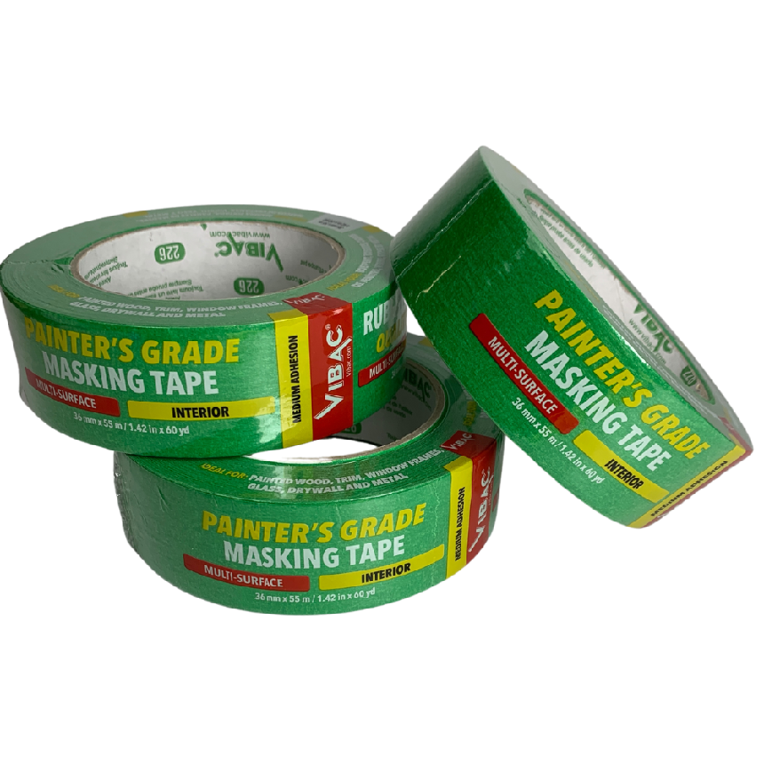 Cinta de pintor para interiores, 36 mm x 55 m, paquete de 3