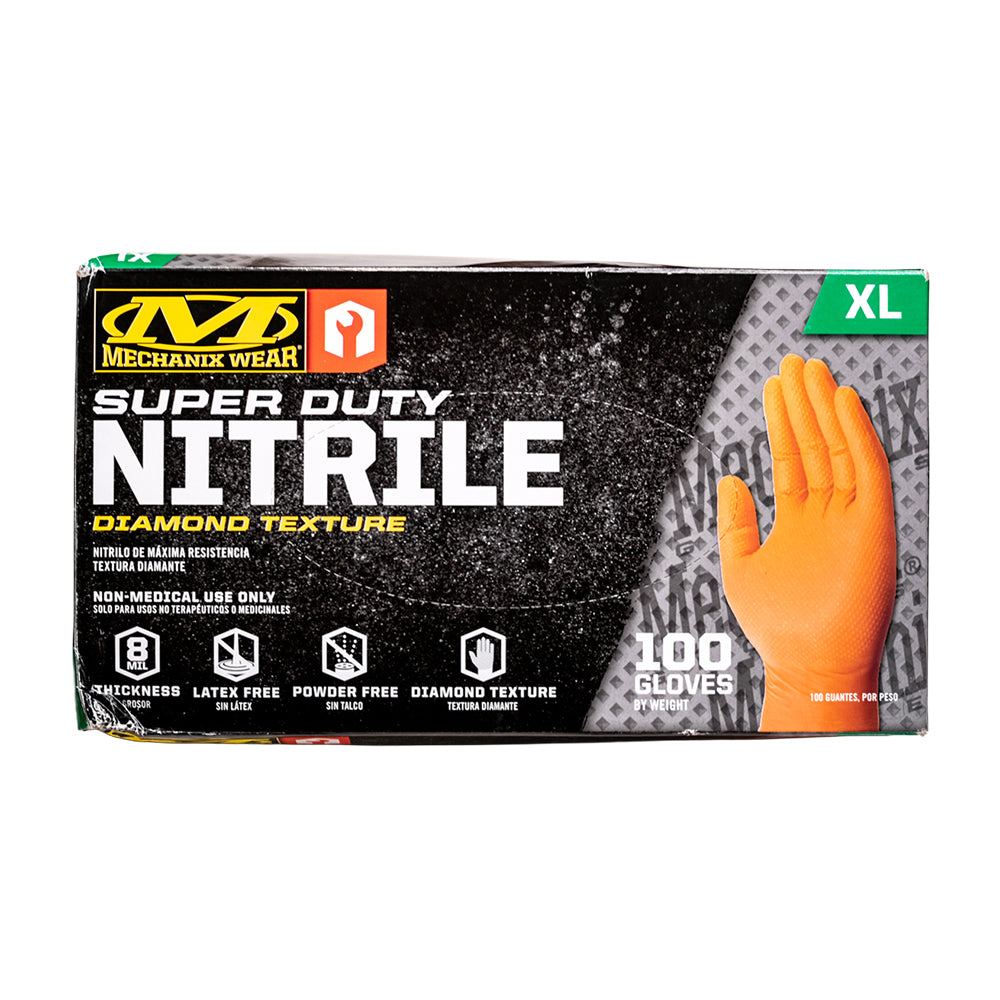 Nitrile Gloves, Orange, XLarge — Bedford 62-3674